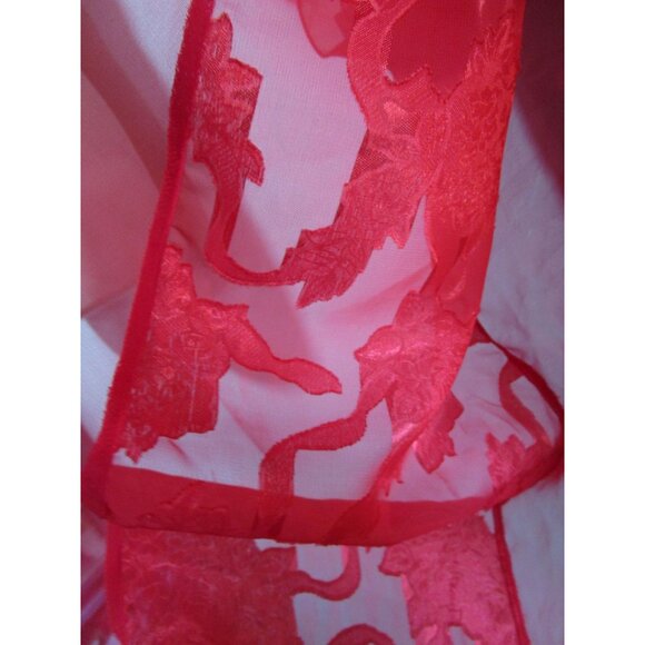 Vintage Shirley of Hollywood Open Robe Cover Up Sheer Red Lace One Size GUC - Picture 9 of 12